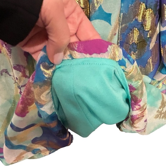 Xscape Multicolor Metallic Bandeau Balloon Hem Mini Dress Party, Event Sz 10 - Picture 7 of 12